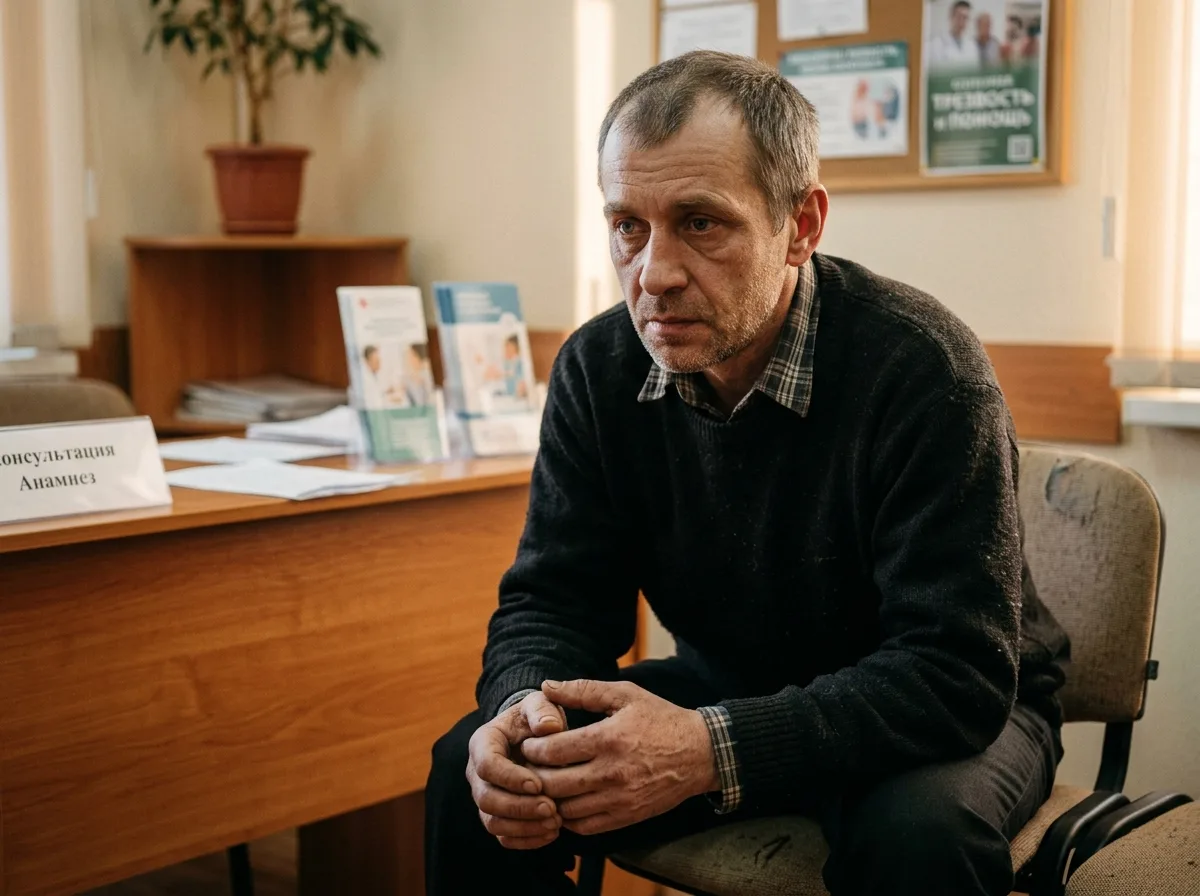 Аватар пациента Виктора Н. — мужчина среднего возраста, обратившийся за кодированием от алкоголизма после нескольких неудачных попыток самостоятельного лечения